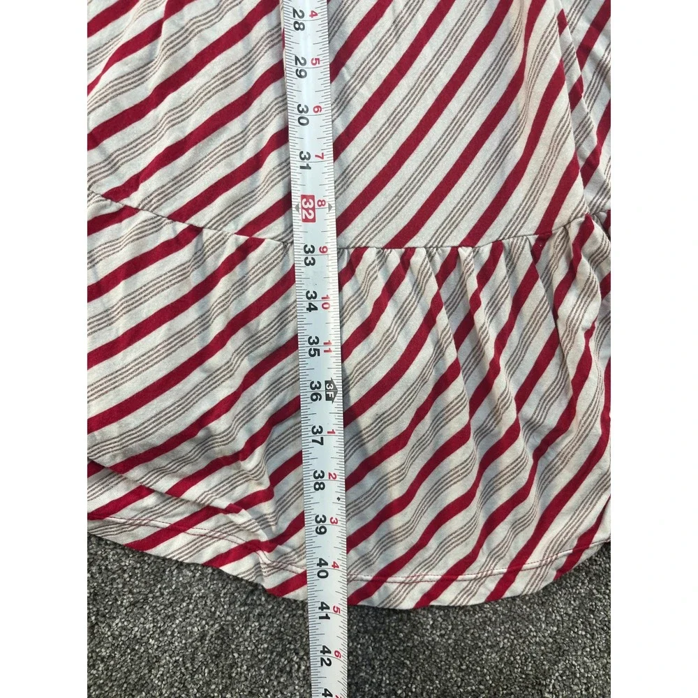 Kickee Kids Girls Red Gray Stripe‎ Tiered Maxi Dress Long Sleeve Size M 8 10